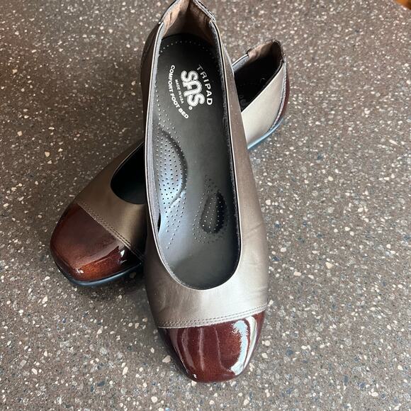 SAS Comfort Tripad Womens Leather Shoes Size 8 Brown Slip on Work Casual - Picture 3 of 9